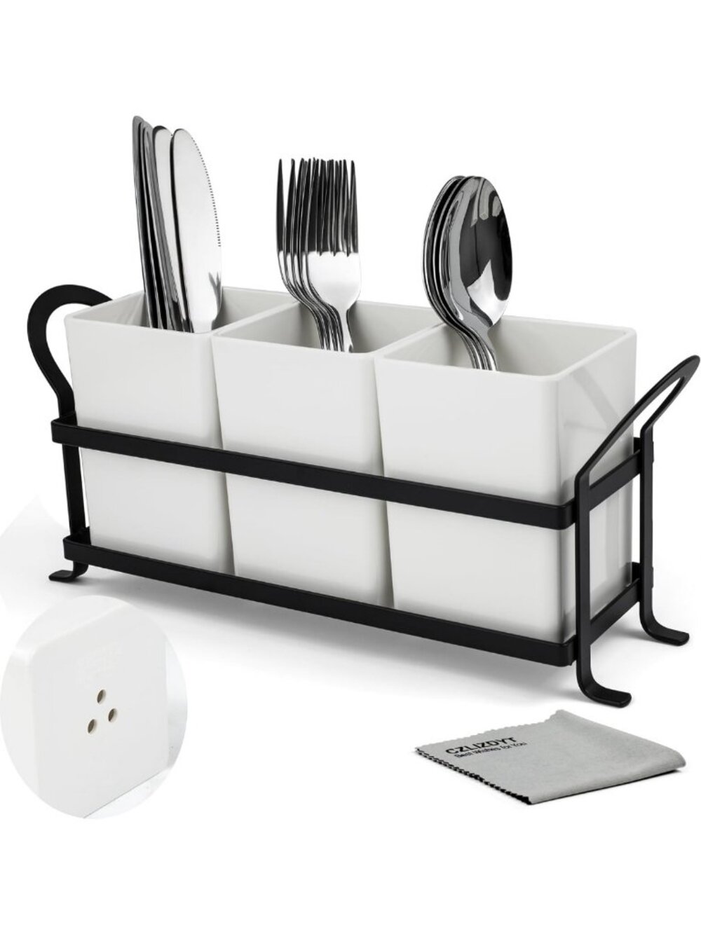 3-Piece Cutlery Holder Set with Drain Holes - Utensil Caddy for Party Countertop